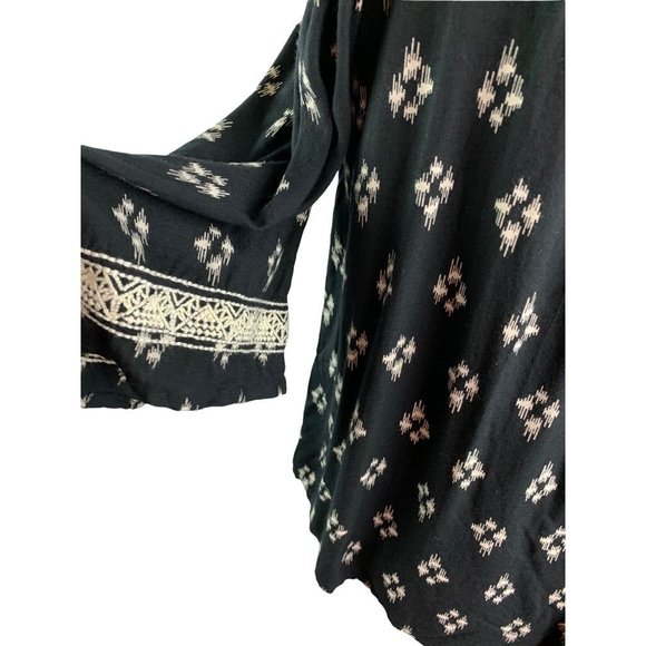 Small Band of Gypsies Women's Black White Boho Style Blouse Flowy - Picture 6 of 7